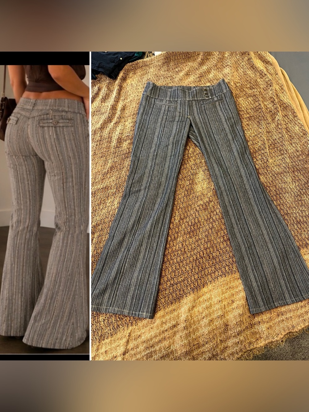To the Max Brown Striped Flared Pants Size 7/8